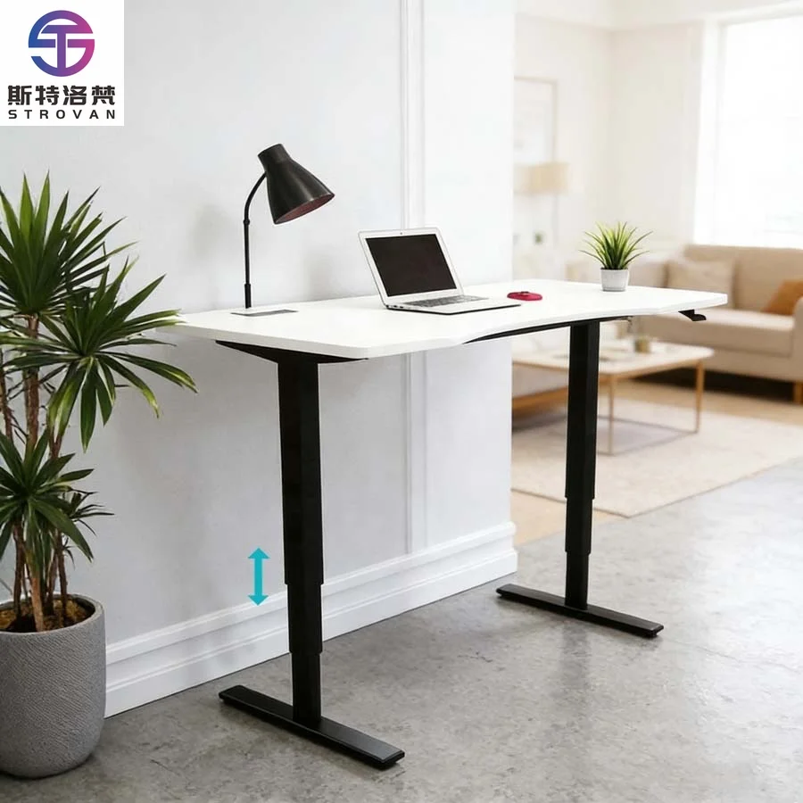 

Modern Eco-Friendly Gas Lift Ergonomic Home Office Desk with Full Steel Frame and Height Adjustable Legs