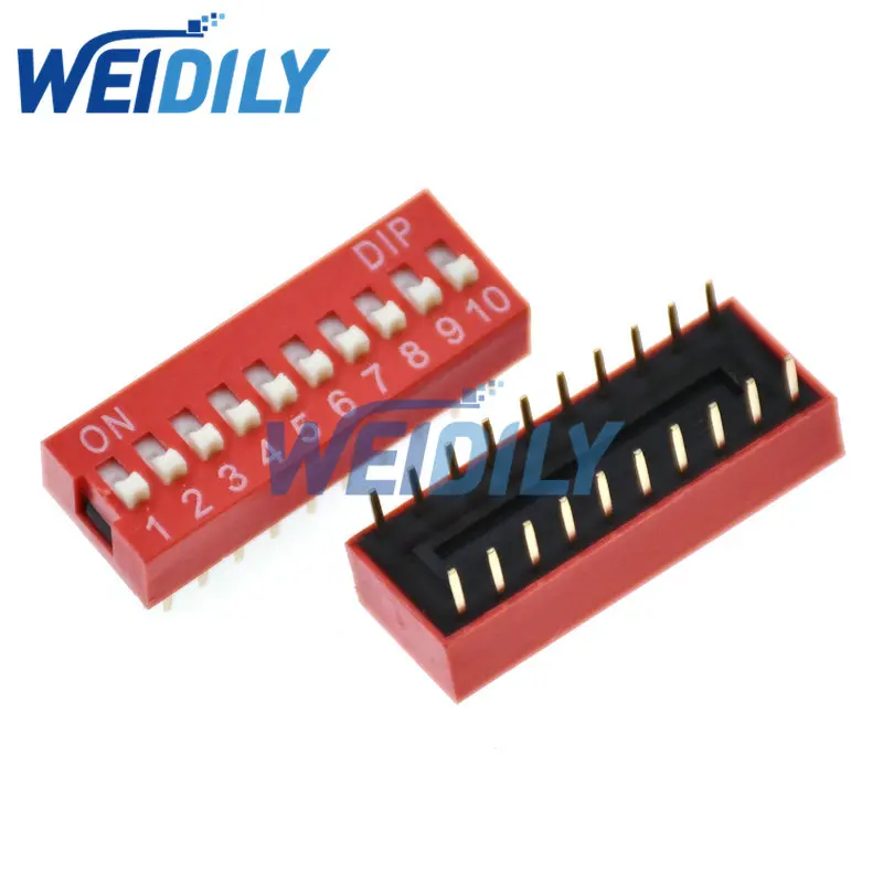 35PCS Dip Switch Kit In Box 1 2 3 4 5 6 8 Way 2.54mm Toggle Switch Red Snap Switches Mixed Kit Each 5PCS Combination Set