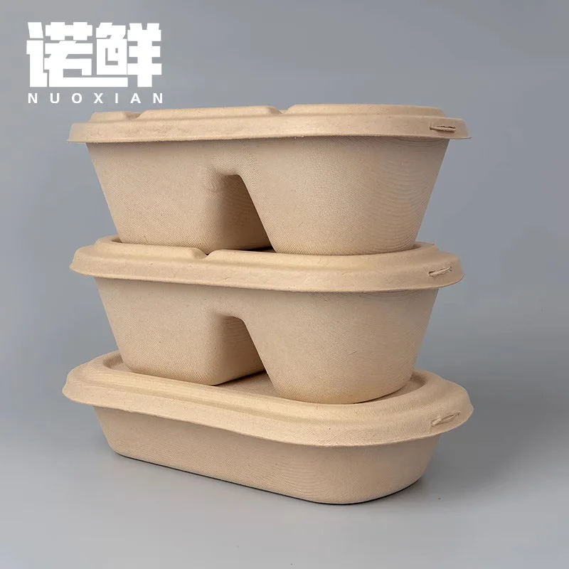 Custom Light Meal Salad Box Disposable Paper Pulp Packing Box Biodegradable Food Container Takeout Box Fitness Fast