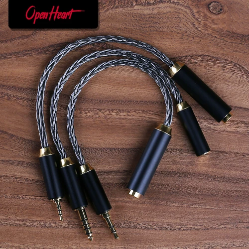 Cable adaptador OPENHEART de 4,4 mm a 2,5 mm a 4,4 mm 3,5 mm macho a hembra a macho Cable de aleación de cobre y plata de 8 núcleos
