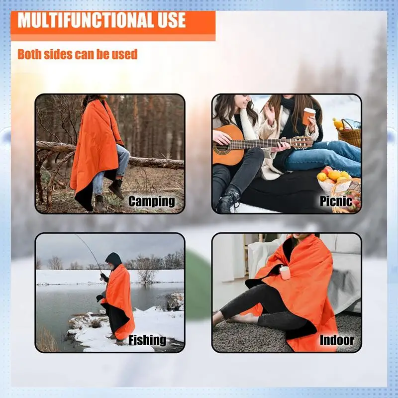 

BA-Outdoor Camping Fall & Winter Warm Windproof Blanket Camping Waterproof Poncho Shake Velvet Camping Blanket