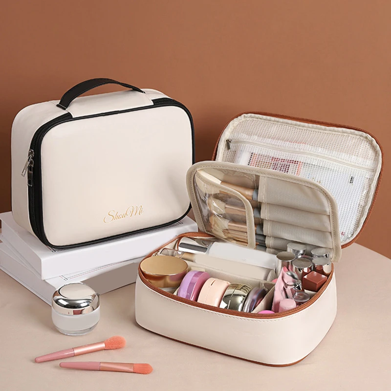 1Pieces 3 In 1 PU Makeup Storage Bag Portable Large Capacity Multipurpose Washing Outdoor Mountaineering Bag Christmas Gifts