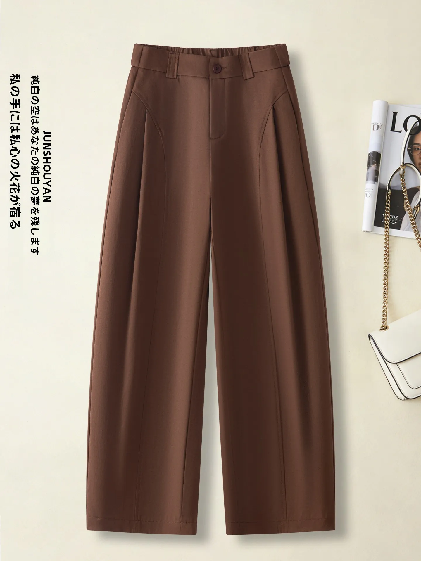High Waist Slimming Summer Thin Wide Leg Suit Pants Casual Straight Cut Knife  Pants for Women Comfortable Breathable Pol...