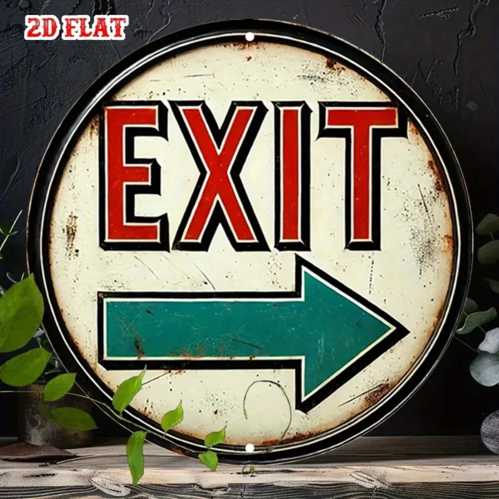 Vintage Arrow Metal Tin Sign Retro Round Aluminum Direction Wall Art for Cafe Garage Home Decor