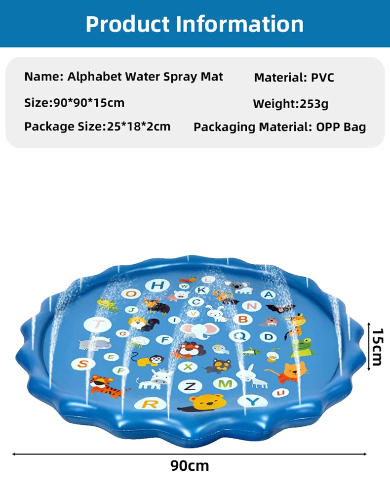 Alphabet Inflatable Water Sprinkler Pad Kids Splash Play Mat Summer Outdoor Backyard Water Toy