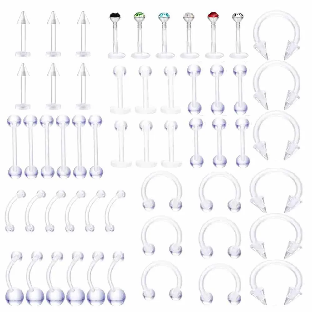 Clear Surgery Bioflex Nose Rings Belly Rings Septum Eyebrow Lip Cartilage Earring Industrial Plastic Piercing Jewelry