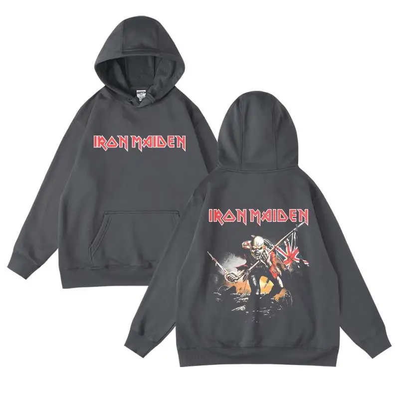 European and American metal rock band IronMaiden wearing hooded sweatshirts and autumn/winter maternity clothes