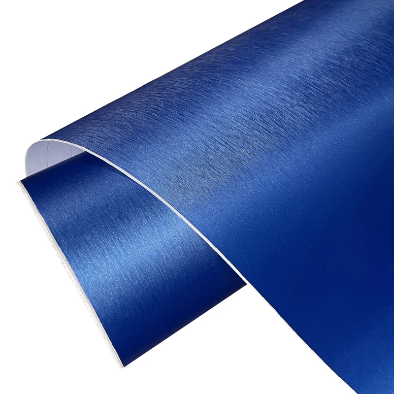 Premium Stahl-Gebürstete Blaue Vinyl-Folienrolle mit Luftkanälen Selbstklebende Aufkleber Automotive Auto-Folierung