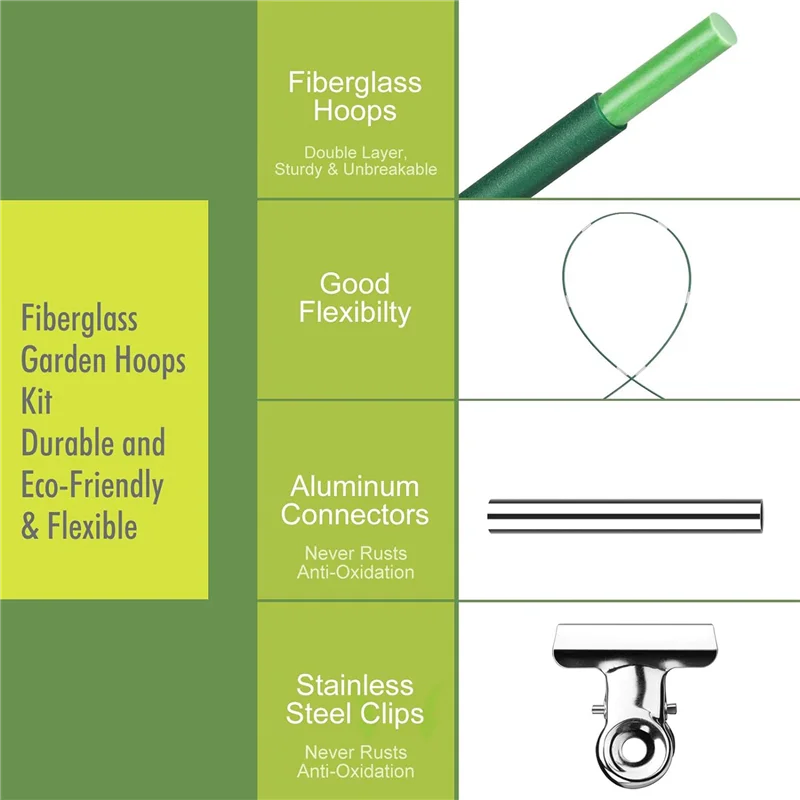 

Y50A-72 PCS Green House Hoops Grow Tunnel 6 Sets Of 8.5 FT Long Garden Hoops Kit, Rust-Free Fiberglass Raised Beds Hoops