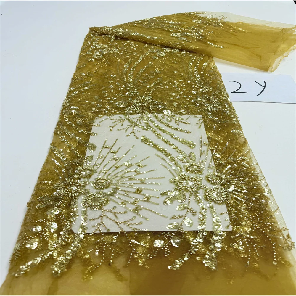 Африканское нигерийское кружево с вышивкой бисером, элитная роскошная французская сетчатая кружевная ткань с блестками для свадебного платья, женское 2 ярда