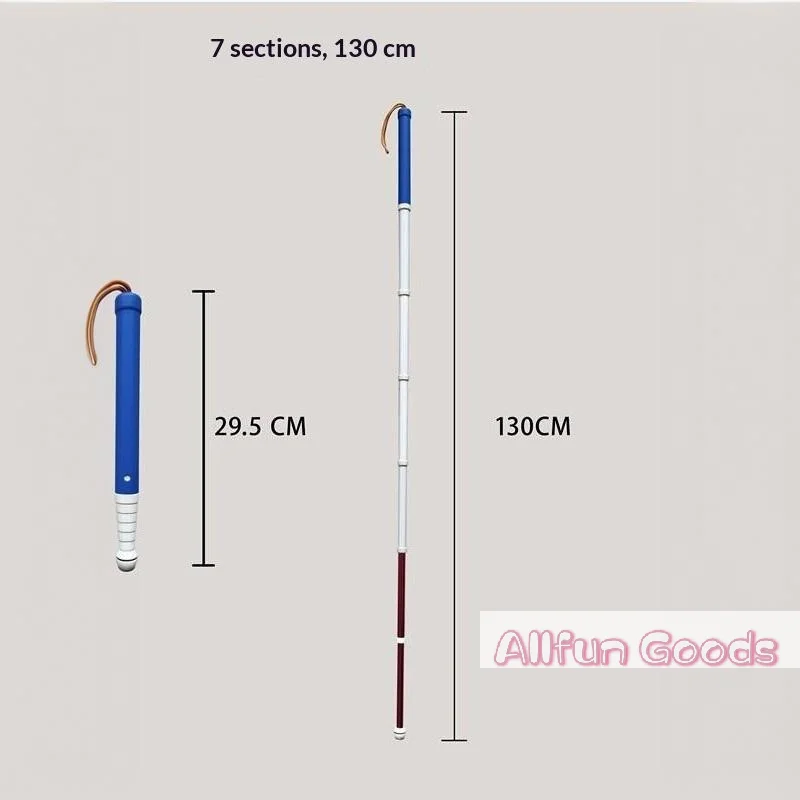 [TG835]Telescopic Blind Cane Walking Stick Blind Reflective Cane Lanyard Anti Slip Foldable Lightweight Shockproof Crutch