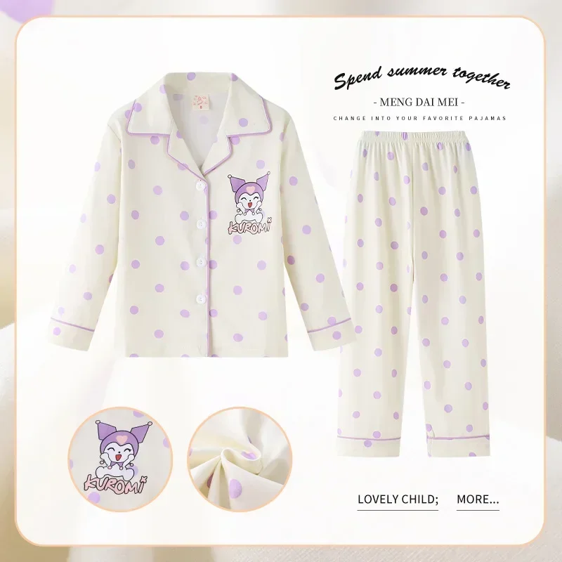 New Miniso Autumn Children Pajama Sets Collar Adorable Cute Cartoon Print Kids Sleepwear Set Soft Comfortable Boys Girls Pajamas