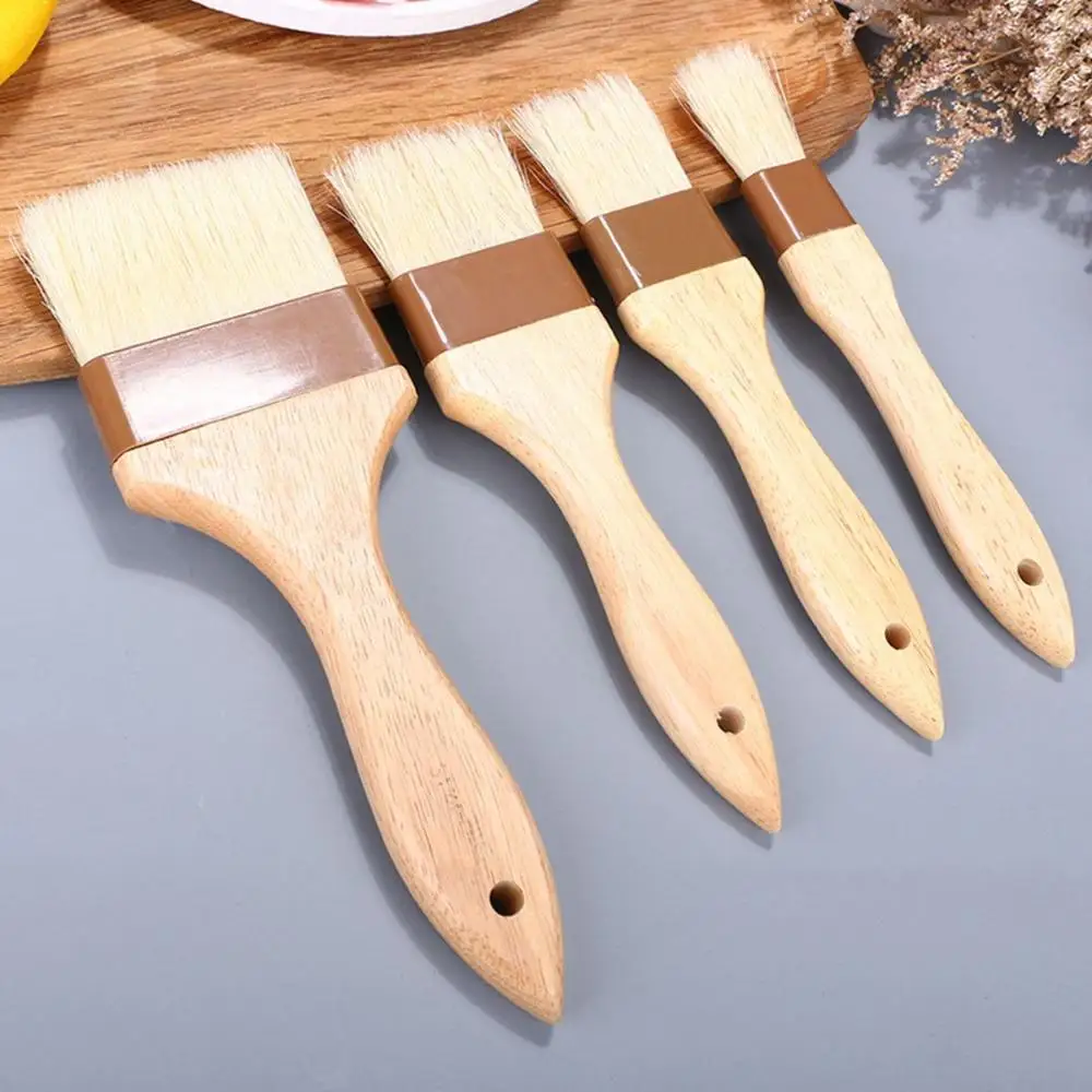 Kitchen Brush Barbecue Oil Brush Round Handle Bristle Brushes Flat Pastry Baking Brush Kitchen Cooking Brush