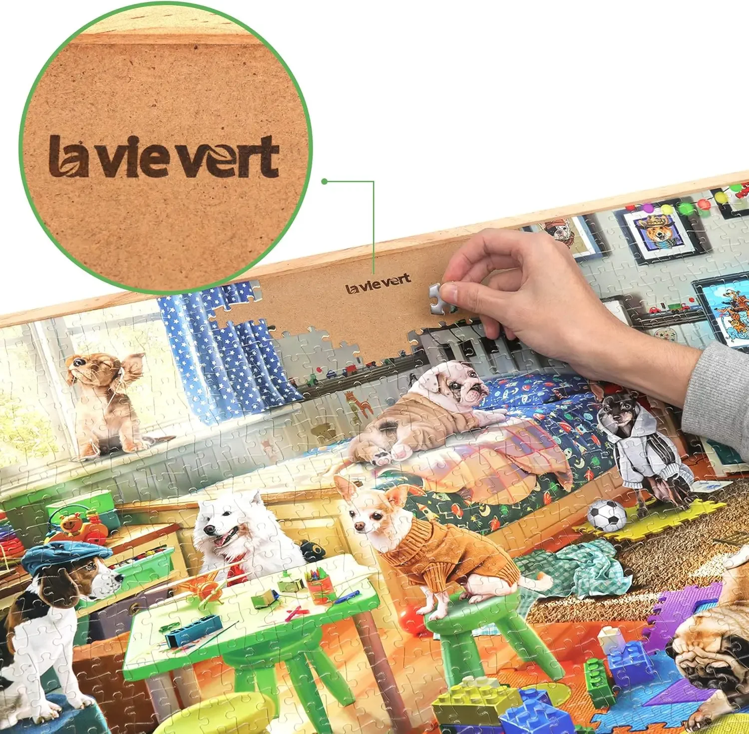 Chiens coquins 120/300/500/520/1000/1314 pièces Puzzles en bois pour salle de jeux, chambre à coucher, salon, décor de fête, activité amusante en famille