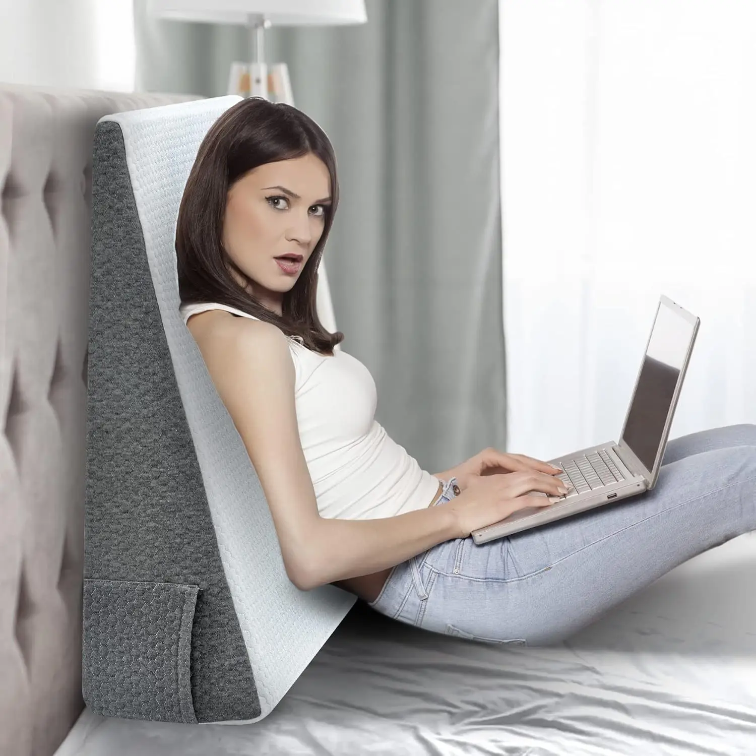 8/10/12inches Pillow for Sleeping Acid Reflux After Surgery Triangle Elevated Pillow for Bedside Dormitory Office Air Layer Foam
