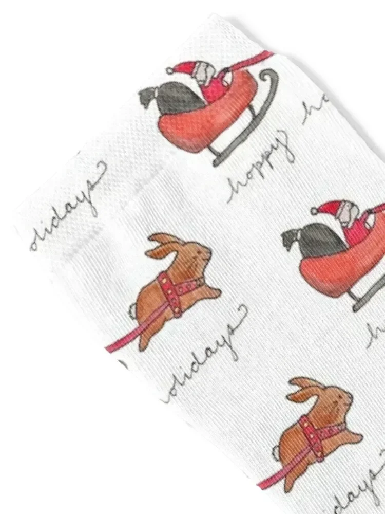 Hoppy Holidays with Santa Socks christmass gift Stockings compression sport winter thermal Socks For Men Women's