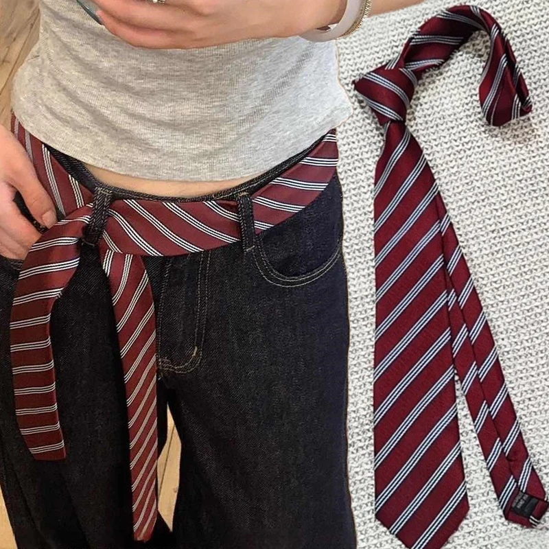 

Длинный полосатый пояс с завязками в виде розы, джинсы в стиле ретро, аксессуары на талии, многослойные ремни с завязками на талии, повседневный шейный платок с завязками вручную, декоративный
