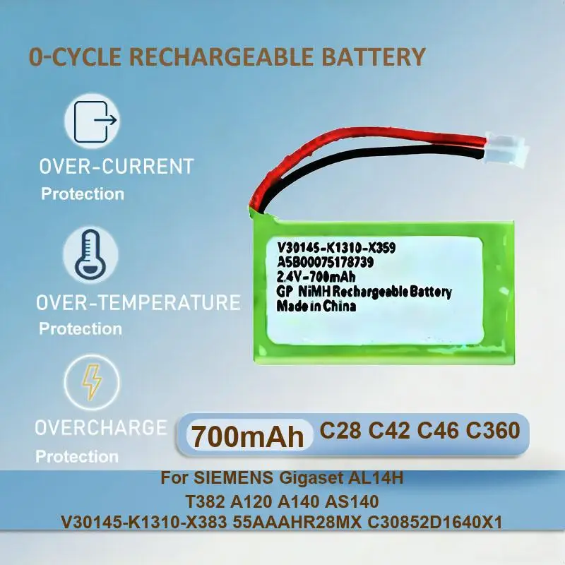 Battery For SIEMENS Gigaset AL14H T382 A120 A140 AS140 V30145-K1310-X383 55AAAHR28MX C30852D1640X1
