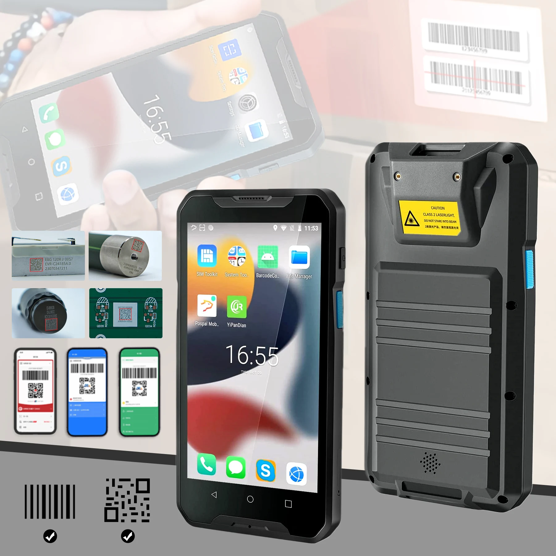2026 917PDA 5.0 Inch High Quality Mobile Industrial RFID Android 8.1 Barcode Scanner Handheld WIFI Bluetooth 1d 2D Qr