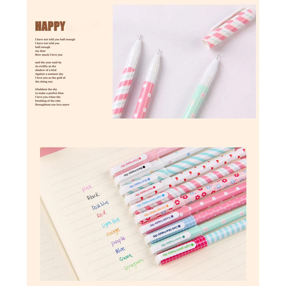 

10Pcs Colorful Gel Pens 0.38mm Fine Point Vibrant Ink Roller Ball Pens for Writing Drawing Coloring Adults Stationery Set