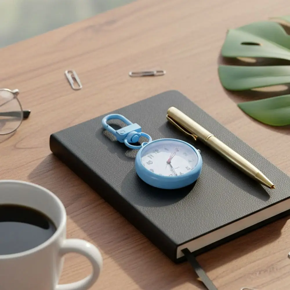 No Disturb Silent Movement Exam Watch Alloy Case Mini Size Keychain Watch Reusable Design Leather Cover Quartz Watch Office Use