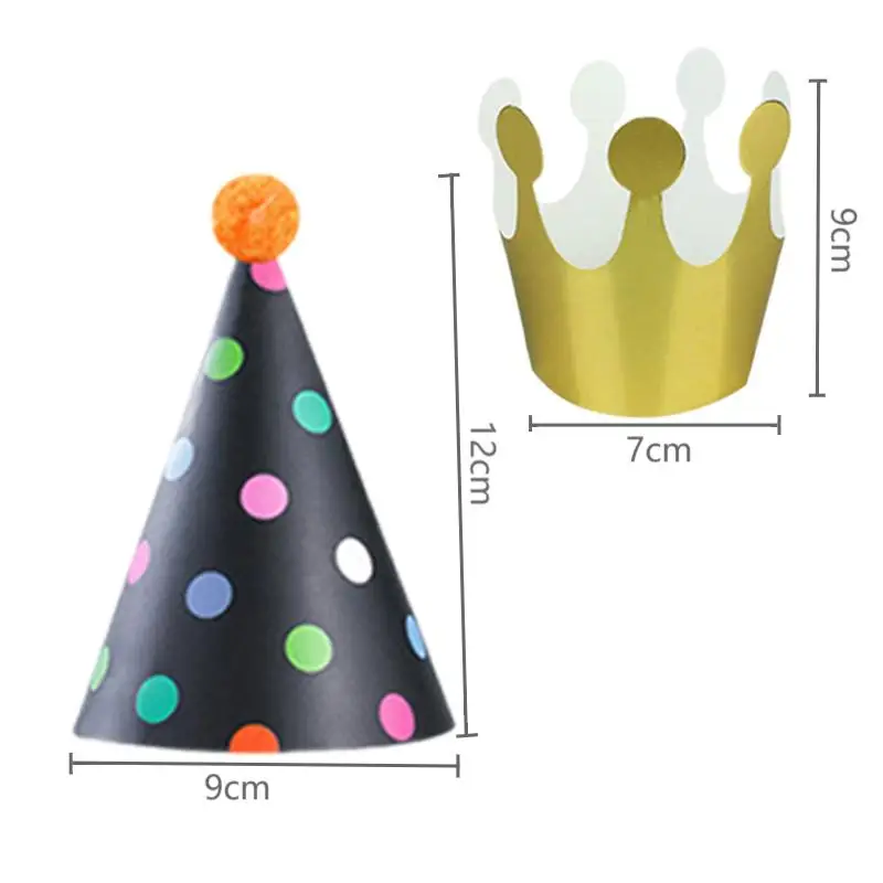 11Pcs Dot Party Hat DIY Handmade Cap Baby Boys Girls Crown Hats Baby Shower Decoration Caps Happy Birthday Party Photo Props