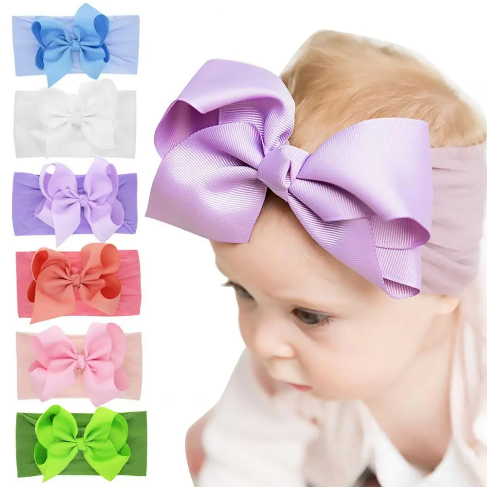 Diadema con lazo para bebé, banda elástica para el pelo, accesorios decorativos para recién nacidos, niñas y niños