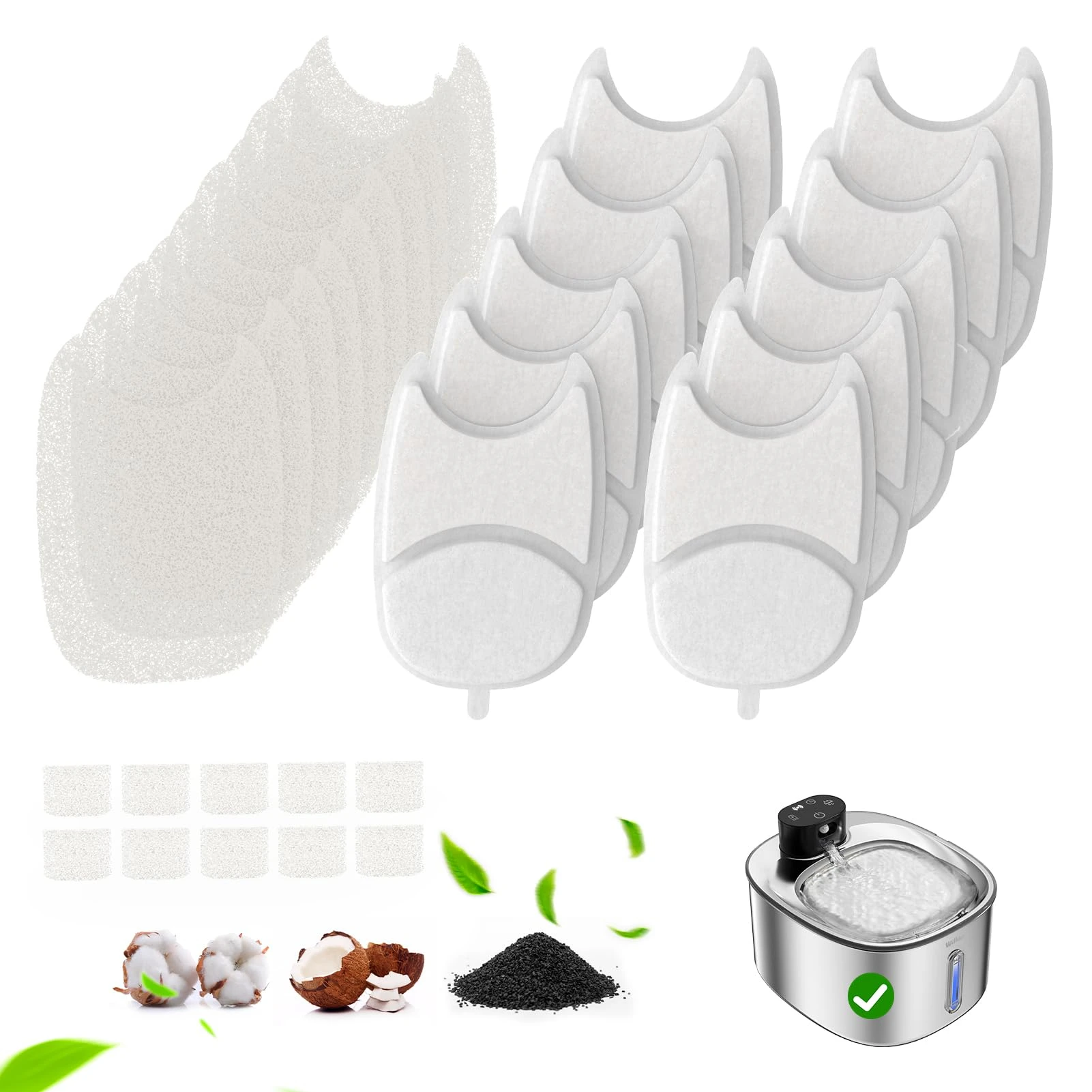 12pcs Pet Water Dispenser Filter for 4L Wireless Cat Water Fountain Filter Drinking Fountain Filter Cycle Filtering Easy To Clea