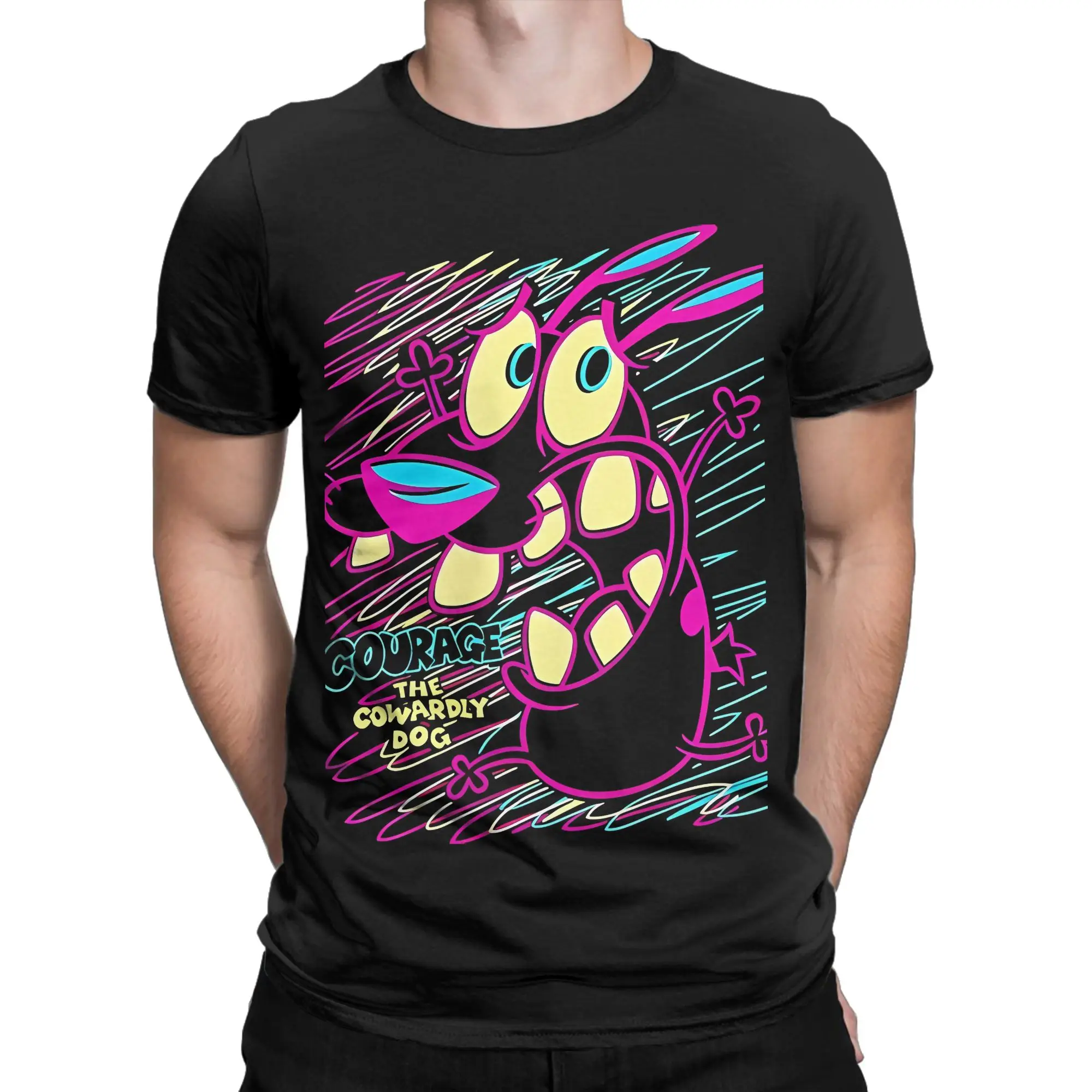 cCourage The Cowardly Dog Novelty 100% Cotton T-Shirt cCourage the Cowardly Dog Tees Tops For Men