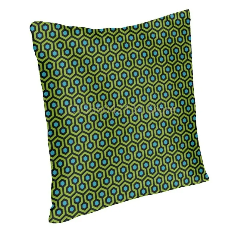 Funda de almohada verde brillante para sofá, cubierta de cojín con diseño geométrico de hexágono de mediados de siglo para decoración de alfombra de Hotel