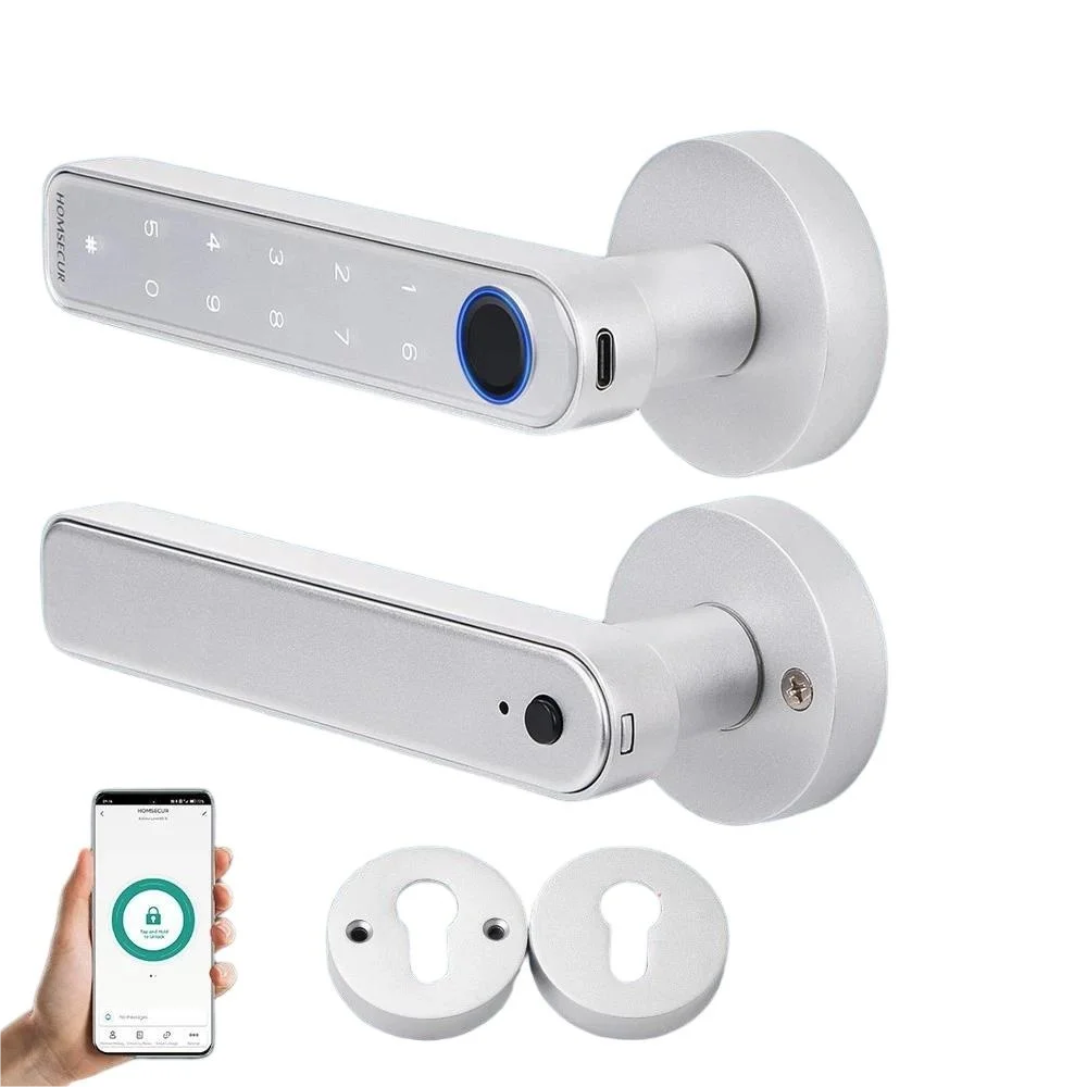 

HOMSECUR Дверной замок с отпечатком пальца, пароль, входная дверная ручка без ключа, управление через приложение