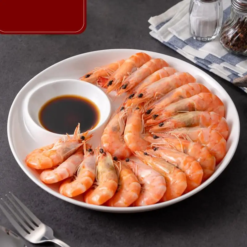 

Creative Pure White Cerc round Dumpling Plate with Vinegar Di Large Sui Plate Hotel Home Use Dining Di Crab Plate