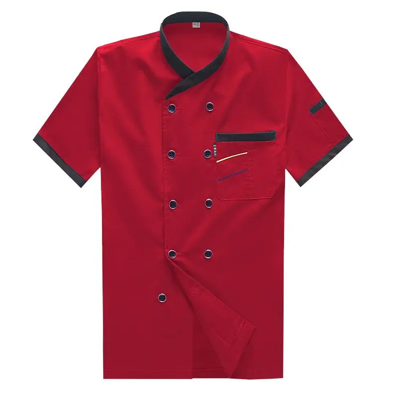 Haute qualité hommes été à manches courtes Chef service jackte hôtel vêtements de travail Restaurant vêtements de travail outillage uniforme cuisinier hauts