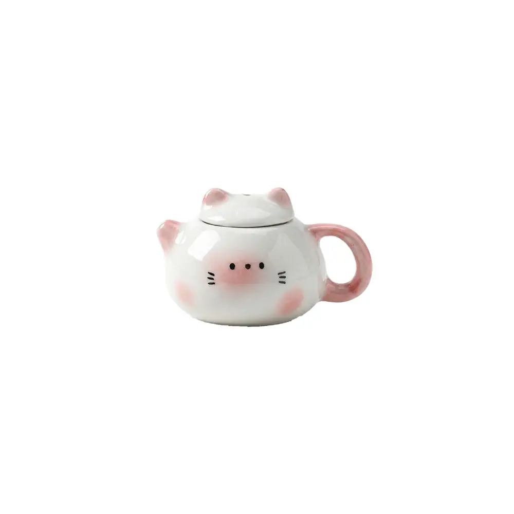 

Chinese Style Mini Ceramic Teapot Ornaments Exquisite Traditional Milk Tea Lid Accessories Smooth Ceramic Cat Ear Pot Hotel