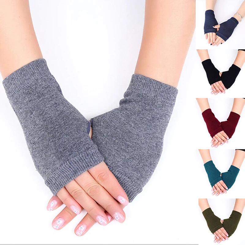 Short Fingerless Gloves Women's Mitten Winter Warmer Knitted Arm Sleeve Casual Soft Girl's Goth Clothes Punk Wrist Gloves 