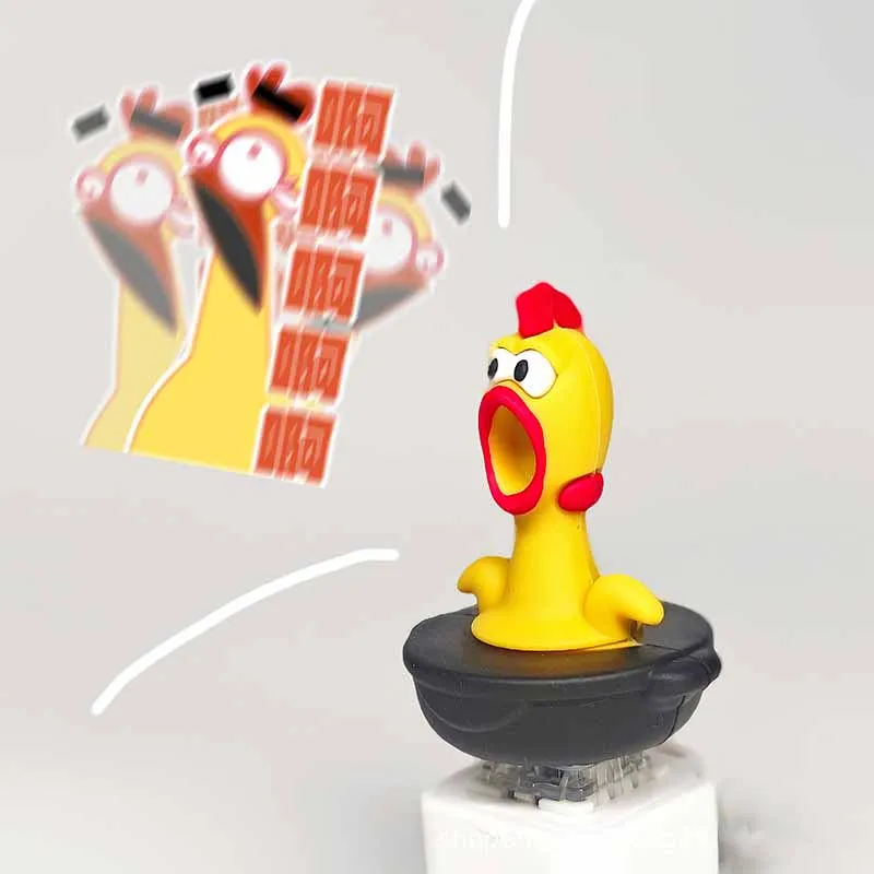 Novelty Cute Screaming Chicken Push Keyboard Sound Funny Toys Office Decompression Keychain Pendant Wooden Fish Push Button Toys