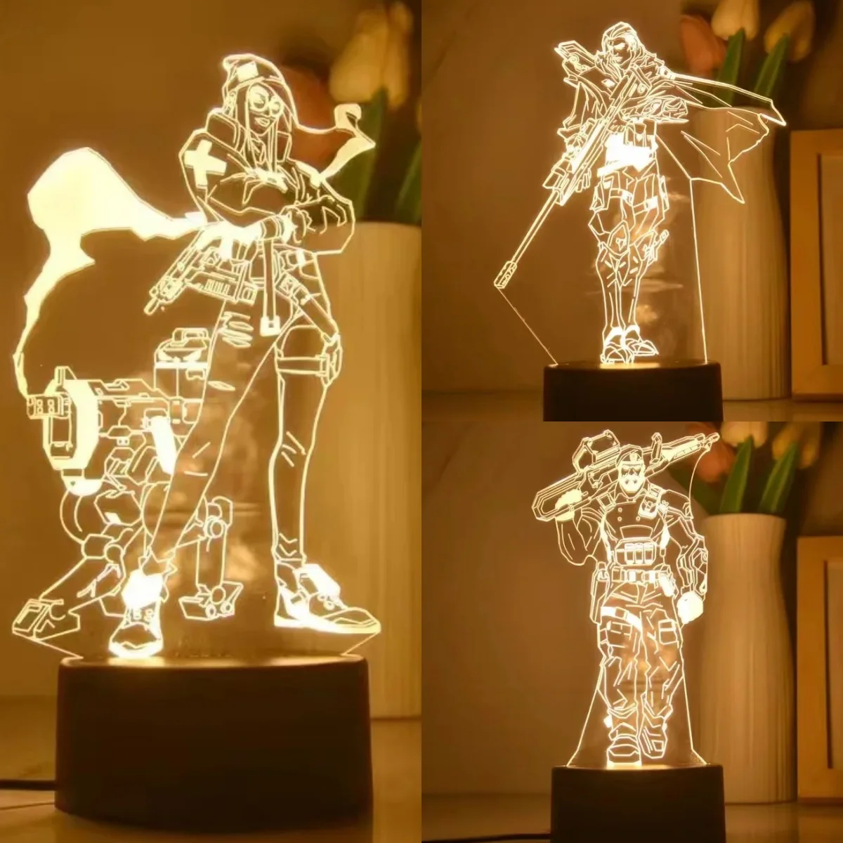 Valorant Game Figure Acrylic Led Night Light Kids Anime Figures Valorant Bedside Lamp for Children Bedroom Decor Birthday Gift