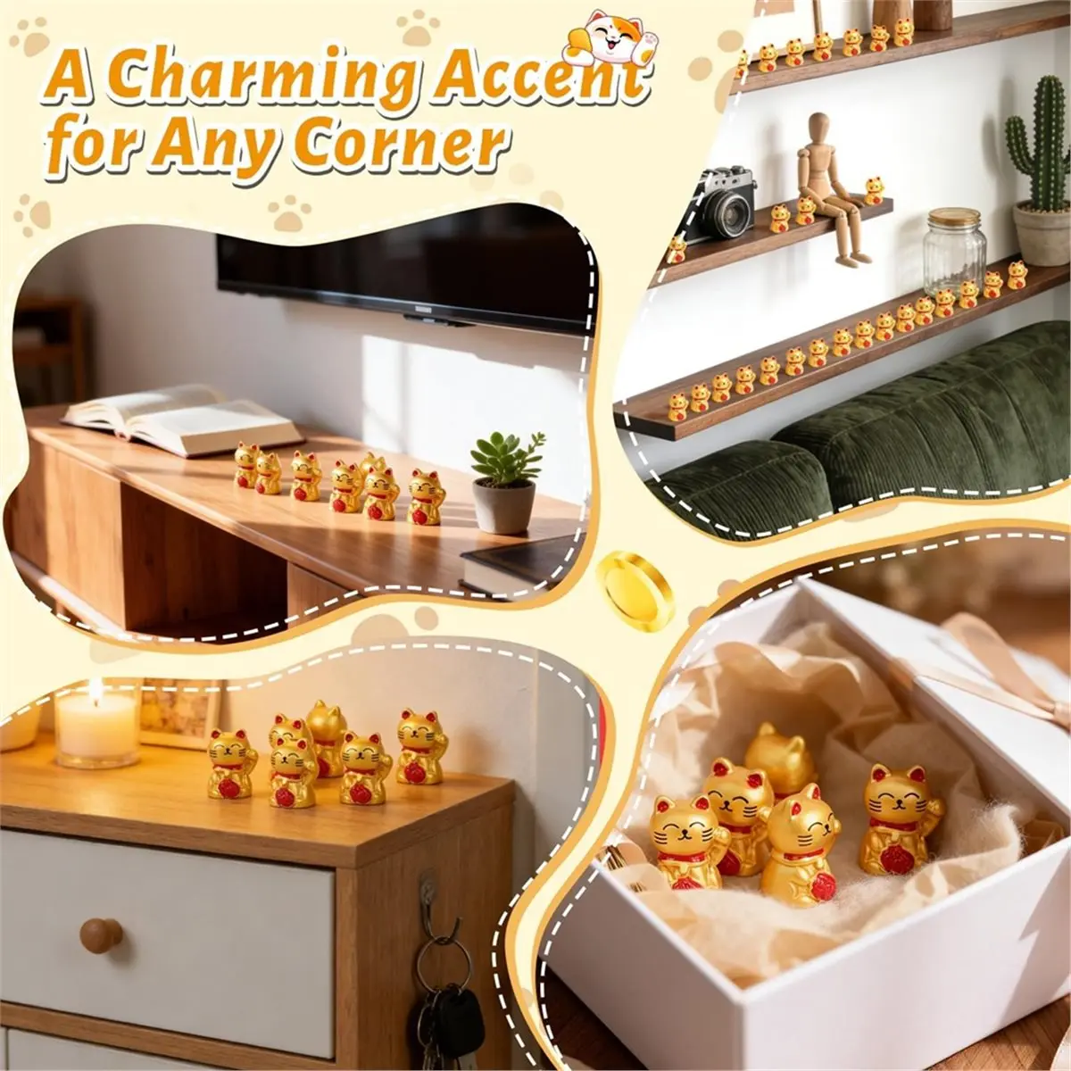AA77 NEW 40 Pcs Mini Resin Cats Tiny Animals Figures,Lucky Statue Cat,Cute Mini Cat Figurines for Fairy Garden Decor,Dollhouse