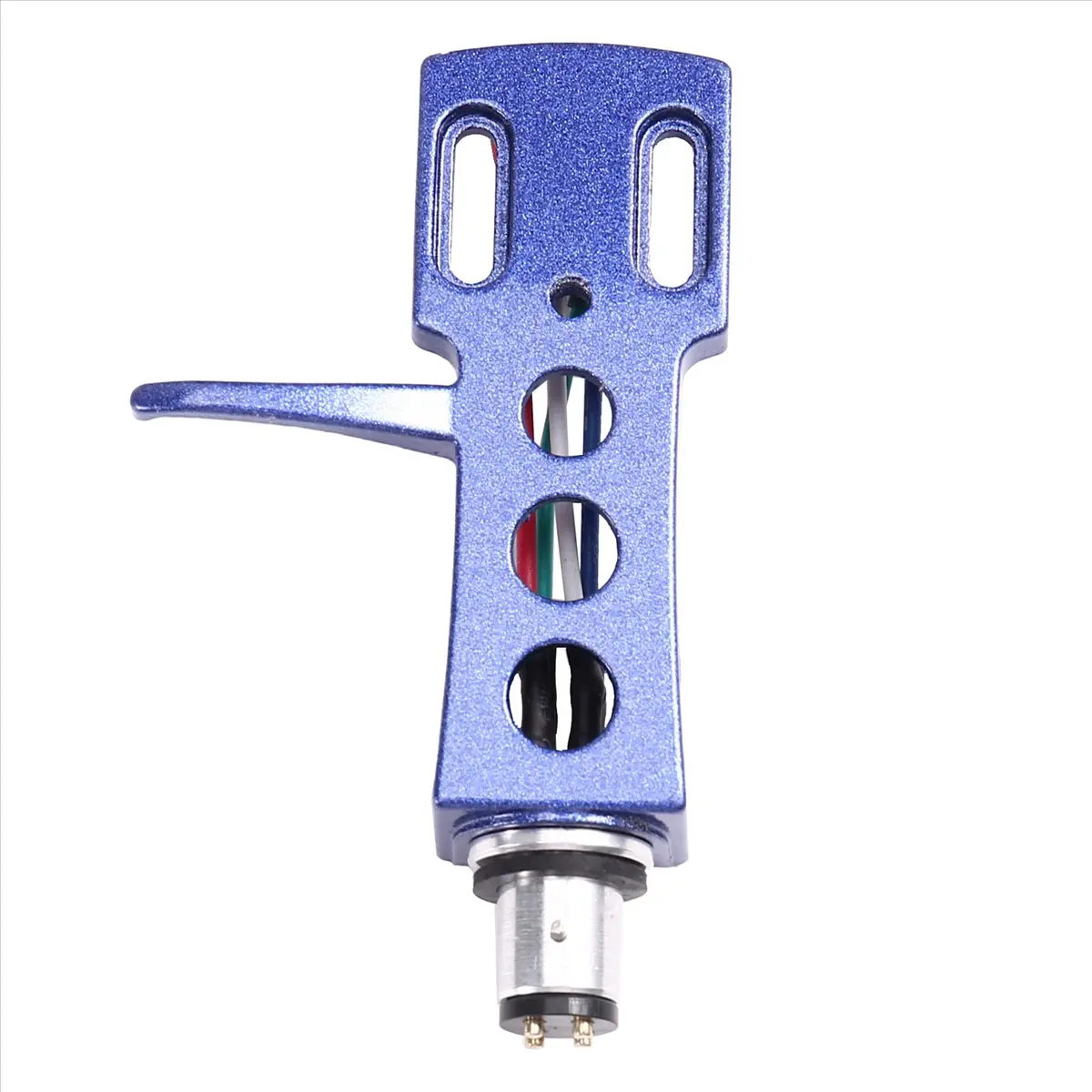 A3#(Upgraded) 2345F Universal HiFi DJ LP Turntable Headshell Mount Aluminum Alloy Chrome Plated 4PIN Connector Includes Wires Bl