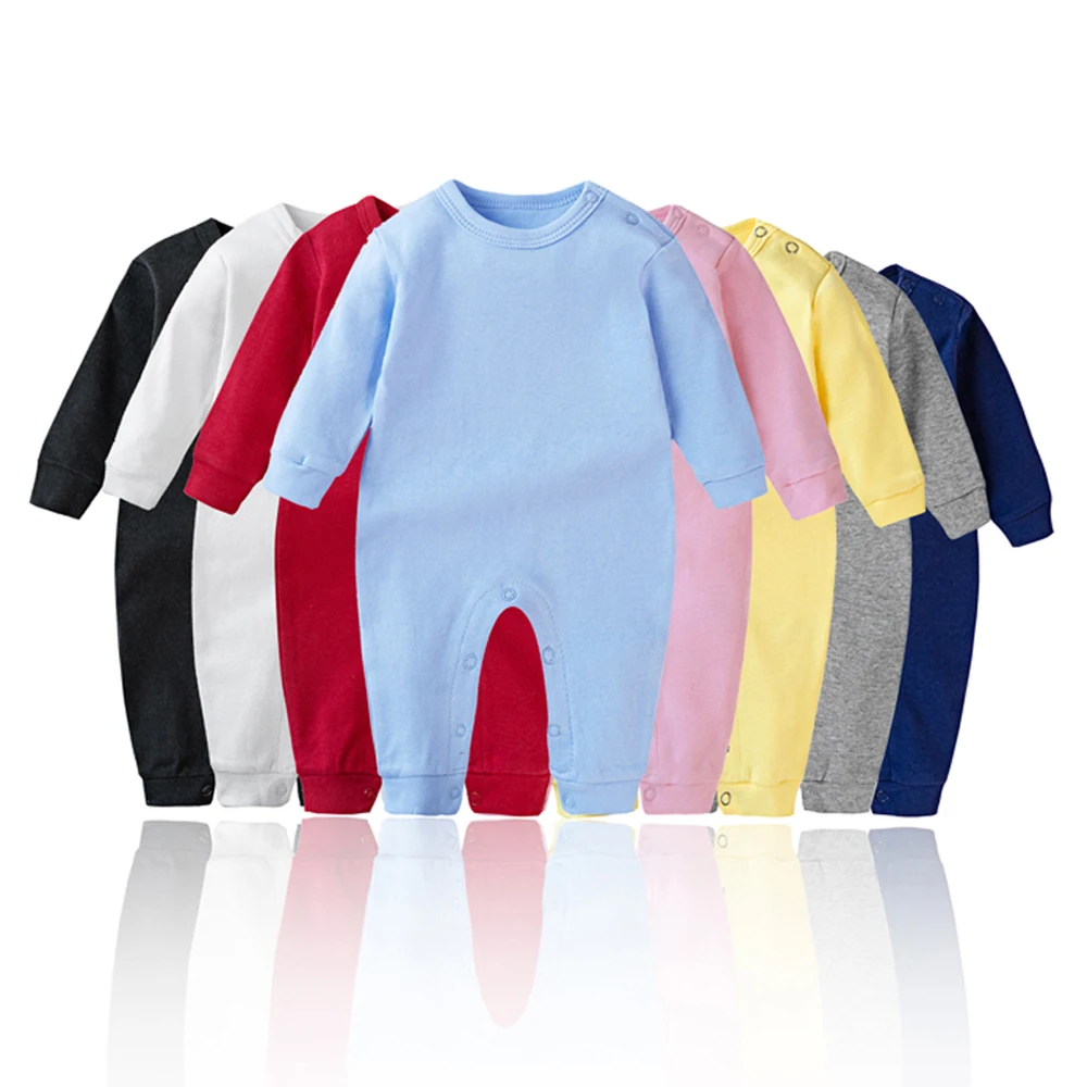 Combinaison pour bébé fille 100% coton, barboteuse pour bébé garçon, blanc uni, combinaisons pour nouveau-nés, vêtements de bébé, combinaisons pour le printemps et l'automne