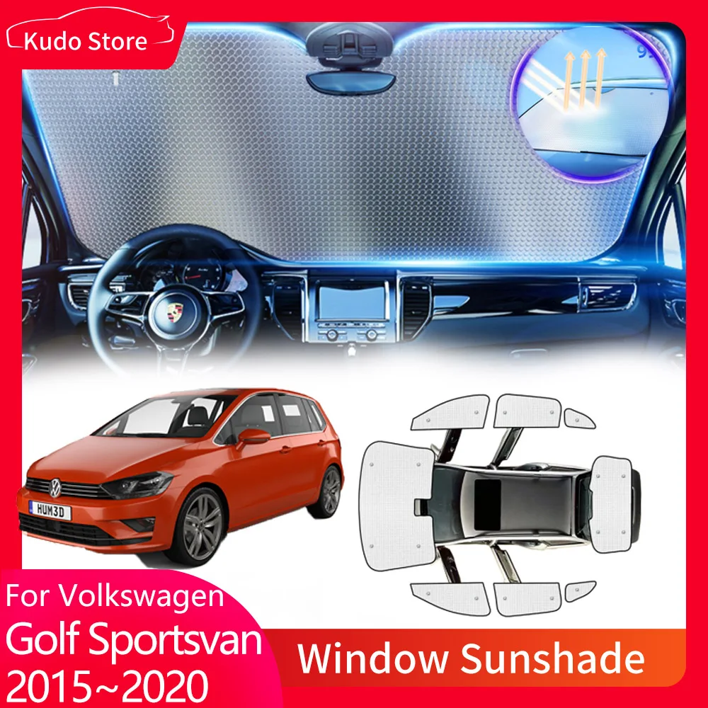 Full Coverage Sunshades for Volkswagen VW Golf Sportsvan SV 2015~2020 2016 2017 2018 Car Rear Visor Windshield Cover Accessories