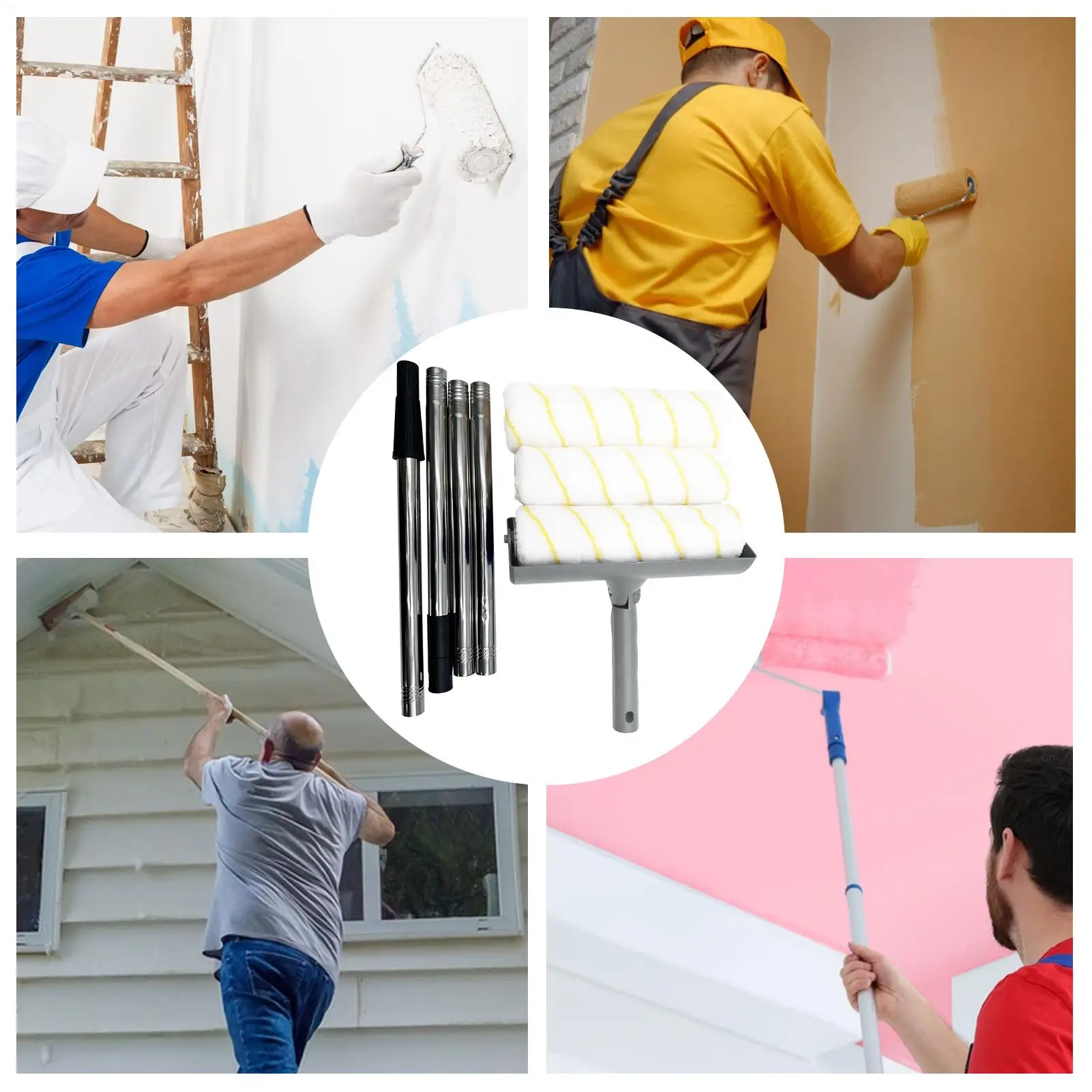 Painting Rollers Professional Painting Kit Comfortable Tool With Extension Pole For Wall Ceiling Room Renovation Interior