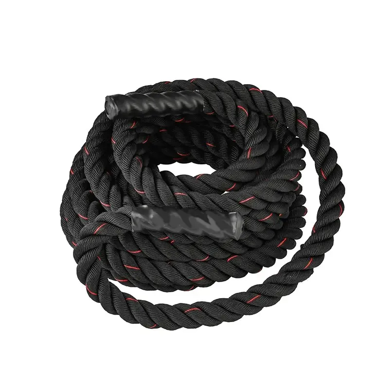 

50mm*12m Nylon Battle Rope Black Red Professional Strength Training Rope