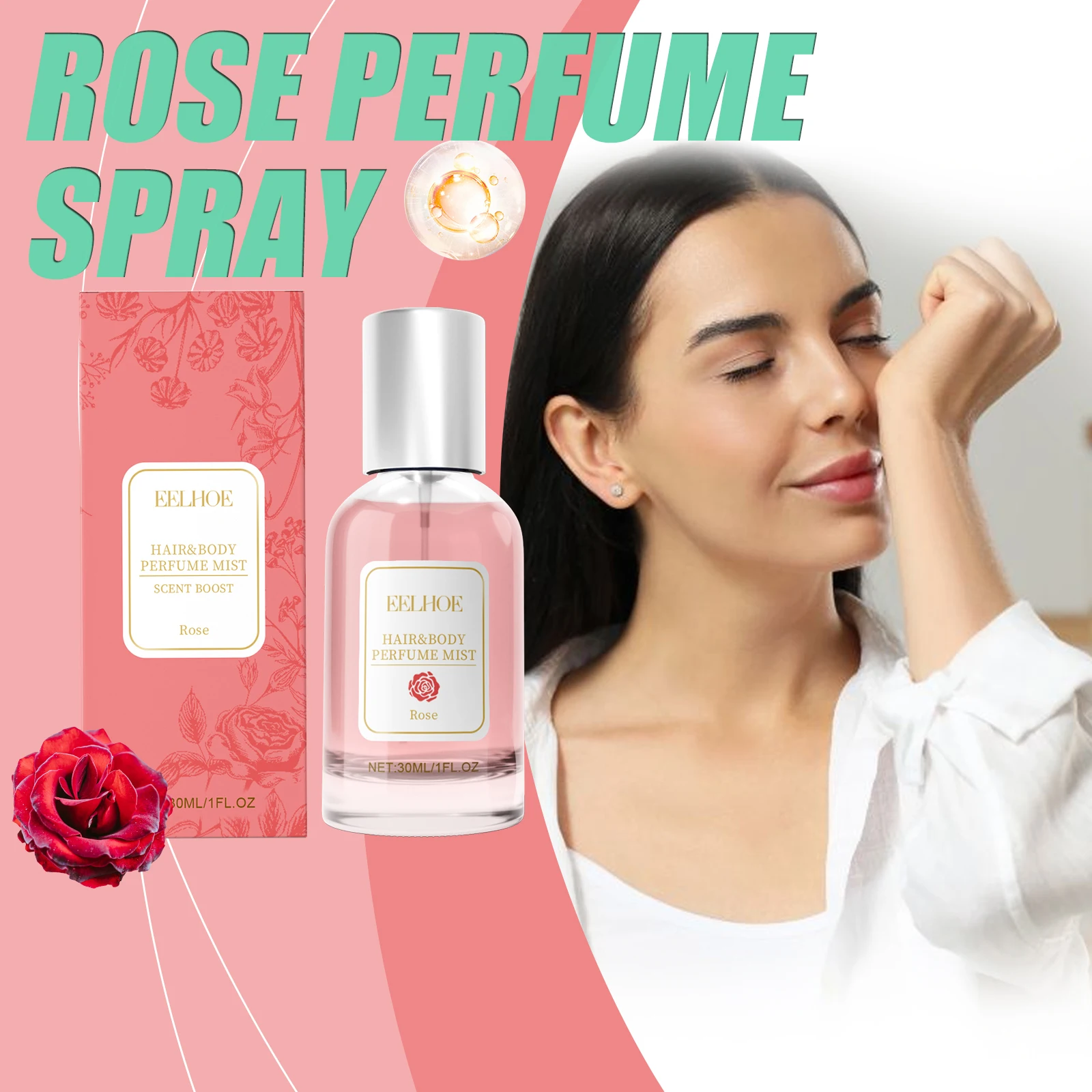

EELHOE Rose Pheromone Perfume Women Long-Lasting Floral Scent Body Spray Rose Natural Long-lasting Body Perfume For Daily Dates