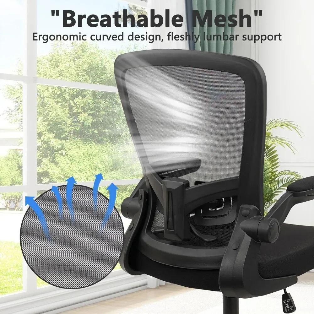 Desk Chairs with Wheels, Ergonomic Mesh Office Chair Adjustable Height and Swivel Lumbar Support Home