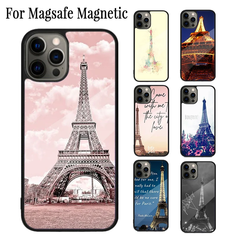 Paris Eiffel Tower France Life Quote Magnetic Phone Case For iPhone 16 15 14 Plus 13 12 11 Pro Max Magsafe Wireless Cover