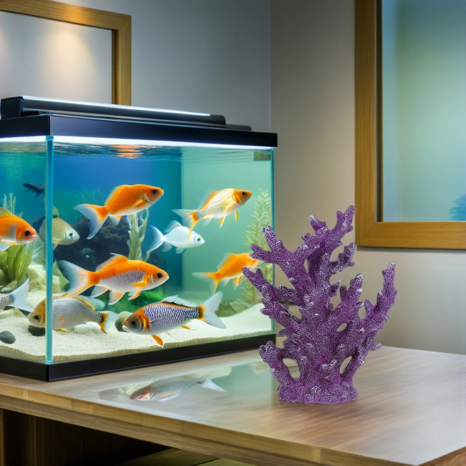 

Artificial Coral Reef Decor Realistic Resin Coral Centerpiece for Aquarium Marine Tank Coastal Room Decoration