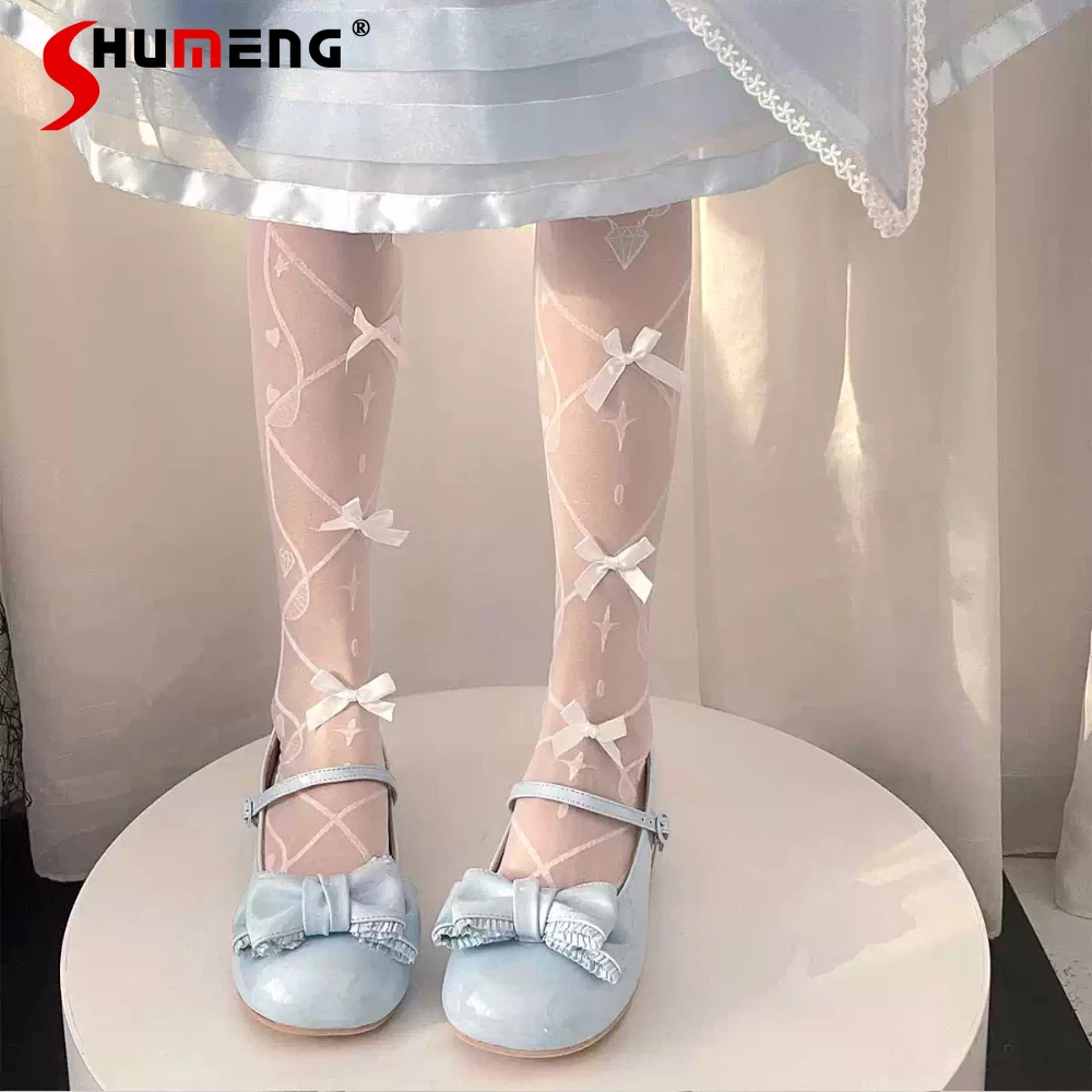 

Original Japanese Sweet Cute Princess Mary Jane Shoes Round Toe 3D Bow Buckle Elegant Kawaii Mid Heel Pumps Women Lolita Shoes