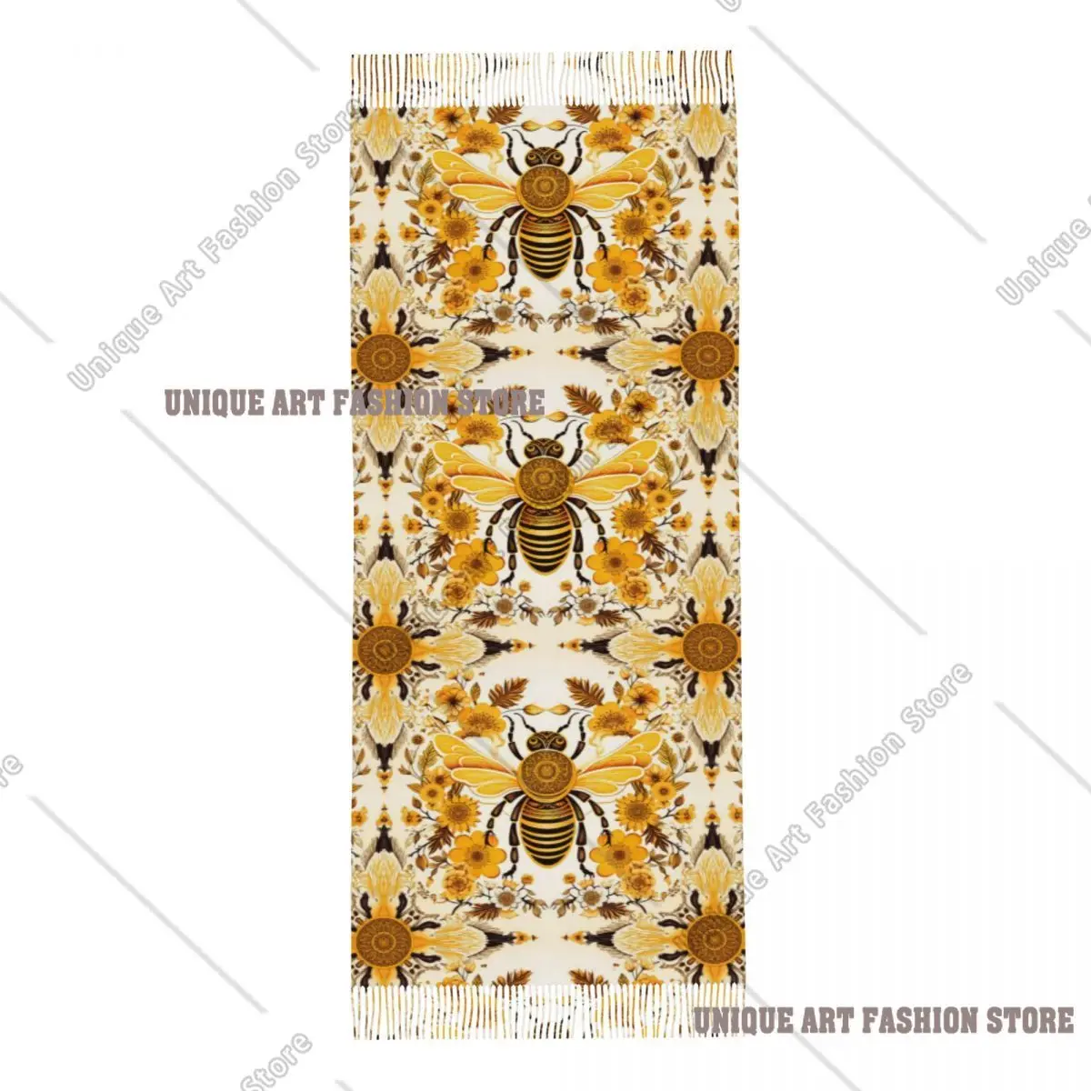 مخصص لطيف النحل والزهور نمط شرابة وشاح المرأة شتاء دافئ شالات يلتف سيدة الأوشحة #5