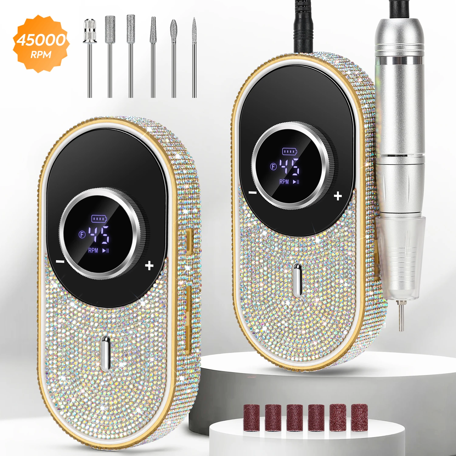 

DianaBeauty, 45000 об/мин, электрическая дрель для ногтей, перезаряжаемый полировщик для ногтей, портативная пилочка для ногтей для гелевых ногтей, маникюр